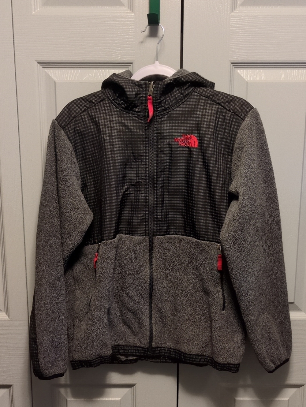 The North Face Gray Fleece Jacket with Red Accents